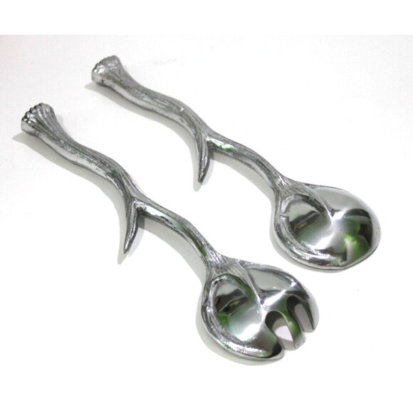 Long Antler Aluminum Salad Serving Spoon Salad Serving Fork Servers Set 12 Inch - Picture 4 of 11